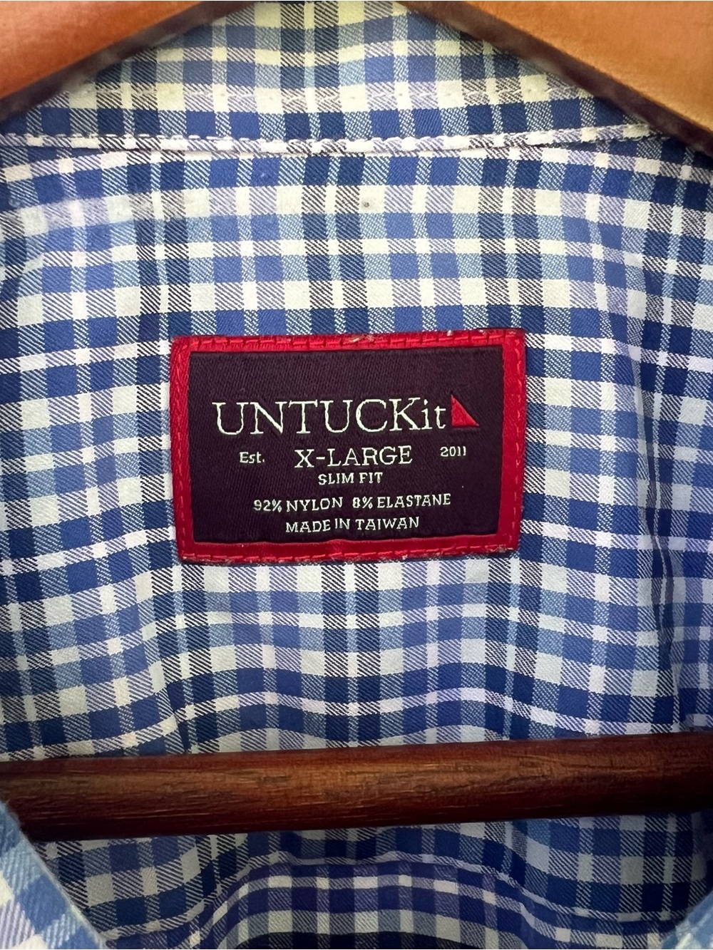 UNTUCKit Nealer Plaid Short Sleeve Performance Shirt Slim Fit Blue Green Men XL - Picture 6 of 12